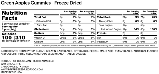 Sour/Sweet Green Apple Rings- Freeze Dried