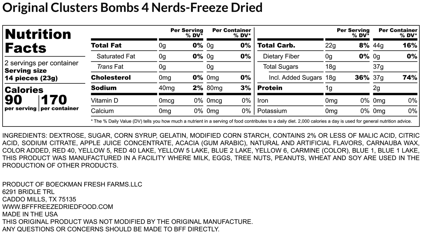 Cluster Bomb Gummy 4 Nerds- Freeze Dried-Original