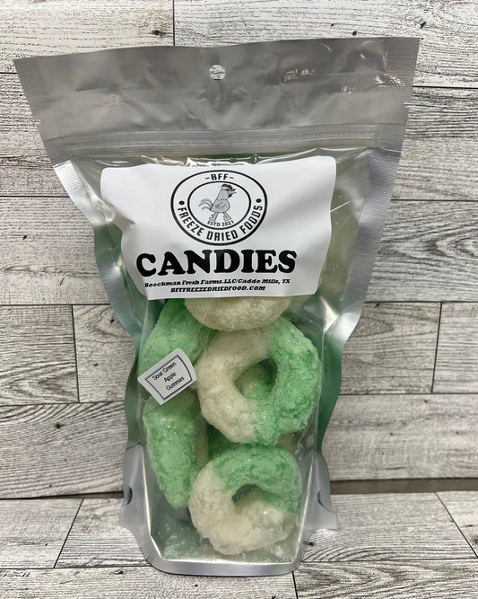 Sour/Sweet Green Apple Rings- Freeze Dried